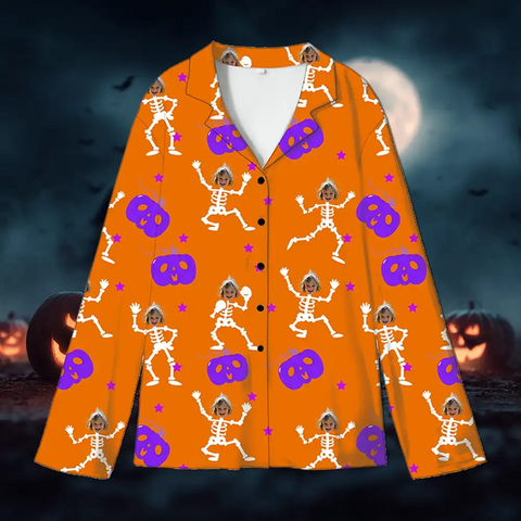 Boo Skeleton Family Pajamas – Personalized Halloween Pumpkin Sleepwear