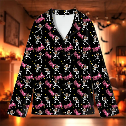 BOO Skeleton Family Halloween Pajamas – Custom Photo Pumpkin Sleepwear