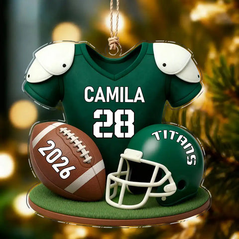 Personalized American Football Acrylic Ornament with Custom Name and Number