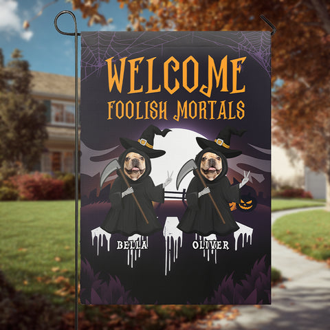 Personalized Halloween Wizard Pet Garden Flag – Custom Photo & Name