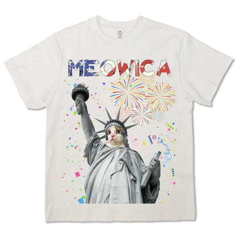 Meowica T-shirt personnalisé à capuche pour le jour de l'indépendance, pour les amoureux des animaux 
