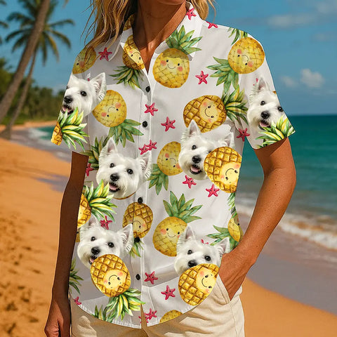 Camisa hawaiana con la cara de tu mascota: ¡lista para las vacaciones! 