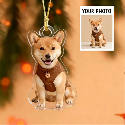 Personalized Acrylic Christmas Ornament with Custom Cat or Dog Photo