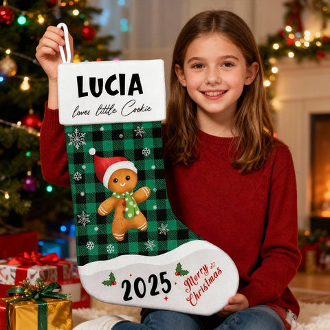 Custom Gingerbread Christmas Stocking – Name & Year Personalized