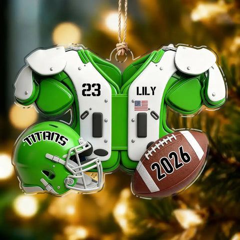 Custom Name Football American Christmas Personalized Acrylic Ornament