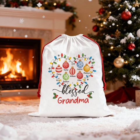 Personalized Christmas Gift Bag for Grandma with Grandkids' Names