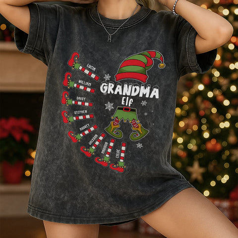 Personalize your Christmas Elf Vintage T-shirt - Select family members and edit their names