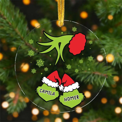 Personalized Grinch Family Name Acrylic Christmas Ornament
