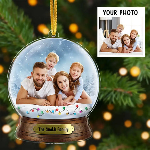 Personalized family photo snow globe acrylic decoration