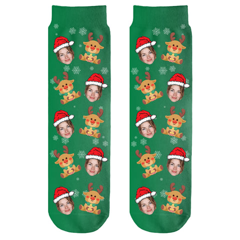 Custom Photo Christmas Socks with Color Options