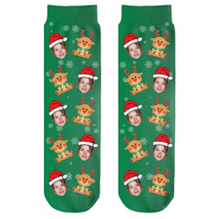 Custom Photo Christmas Socks with Color Options