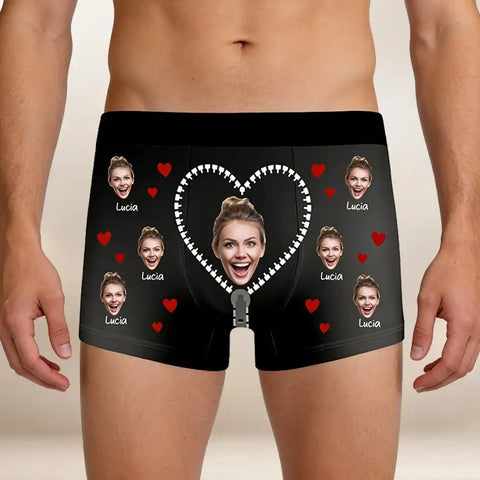 Personalized men's boxer briefs with photo and face prints - Valentine's Day gift