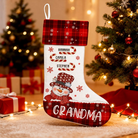 Snowman Nana Children's Candy Cane - Personalized Christmas Stockings, Christmas Gifts for Grandma, Mom and Family