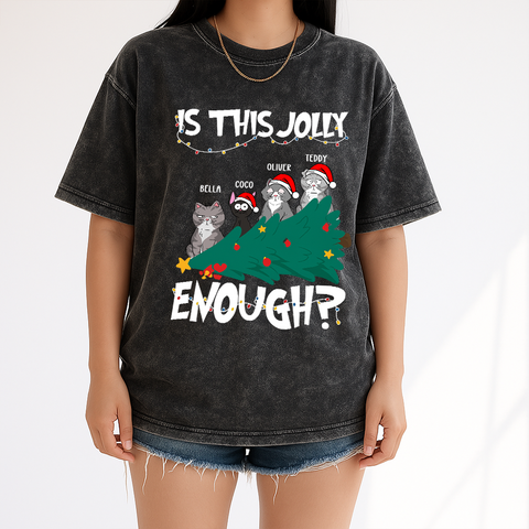 "Is This Jolly Enough?" - Personalized cute cat Christmas vintage shirt