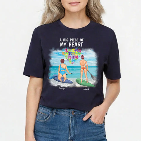 Surfer avec sa meilleure sœur, T-shirt personnalisé en coton premium, sweat à capuche, sweat-shirt - Cadeau pour amis