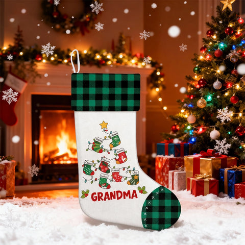 Personalised Pine Tree Socks for Grandma - A great family gift with your grandchild's name