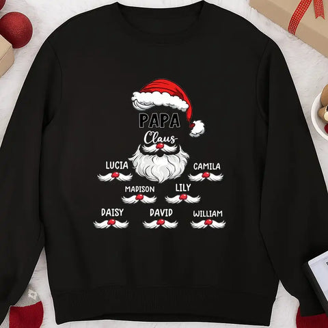 Personalized Santa Claus family Christmas T-shirts、sweatshirts and hoodies – edit grandchildren's names.