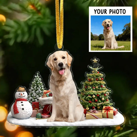 Custom Photo Dog and Cat Christmas Acrylic Ornament