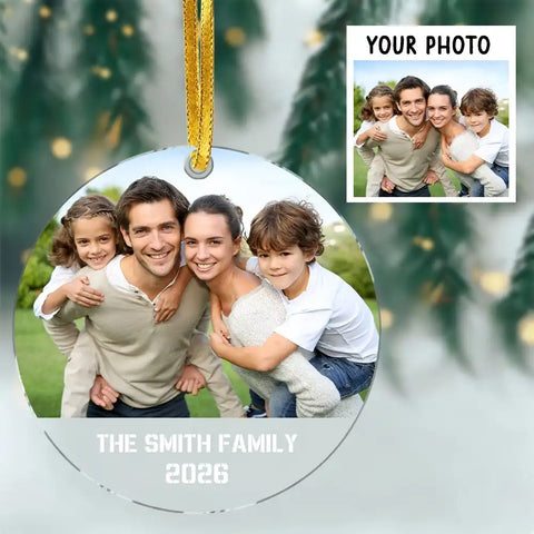 Custom Family Photo Round Acrylic Christmas Ornament