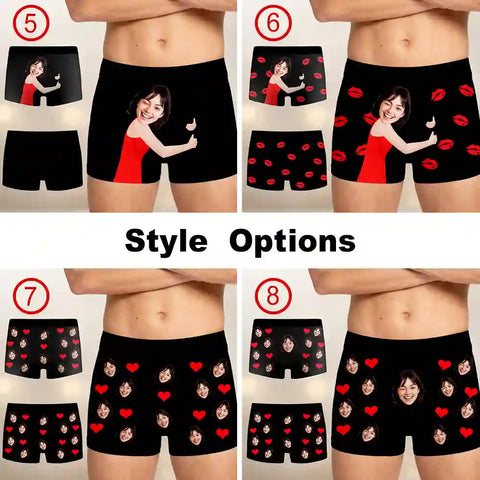 Personalized Love Kiss Underwear – Custom Face Boxer Briefs, Romantic Valentine’s & Anniversary Gift for Him