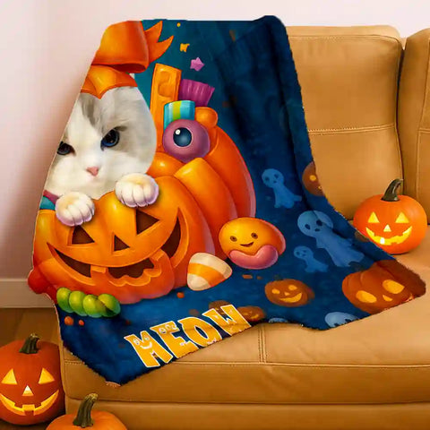 Custom Cat Castle Photo Blanket – Personalized With Your Portrait & Feline Charm