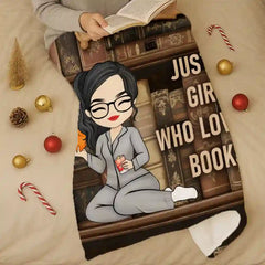 Just a Girl Who Loves Books Blanket – Custom Name Flannel Reading Throw