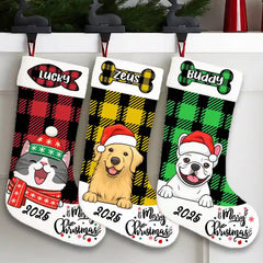 Custom Dog & Cat Christmas Stocking – Personalized with Pet Name, Unique Holiday Gift
