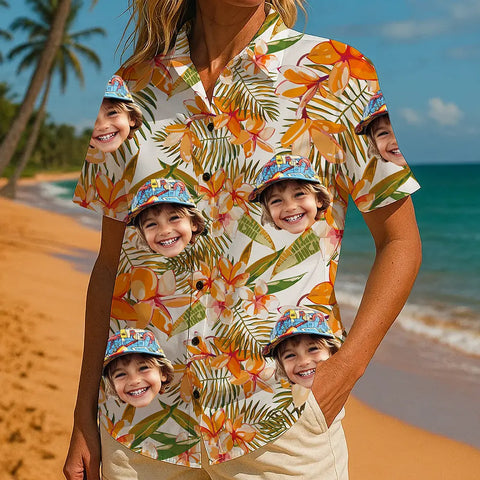 Camisa hawaiana con cara personalizada: tu cara, estilo tropical 