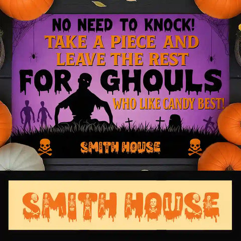 Trick or Treat Personalized Family Welcome Mat – Custom Last Name Design