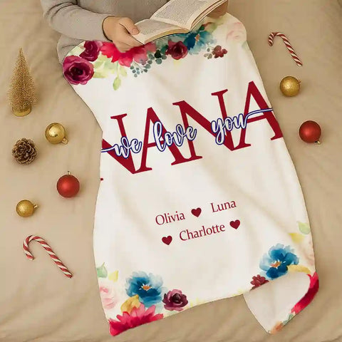Personalized Nana Blanket – Meaningful Gift from Grandchildren for Mother’s Day or Birthday or Christmas