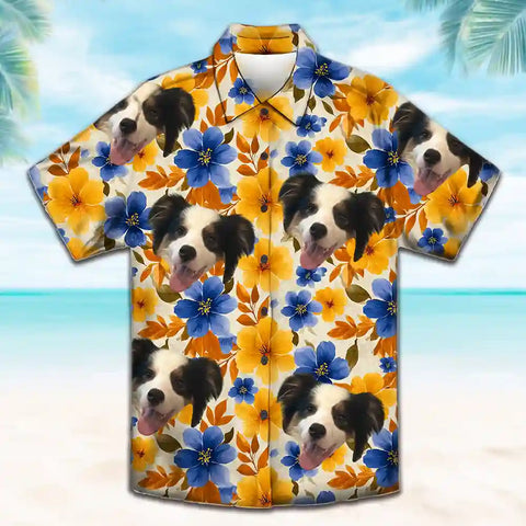 Unisex Pet Portrait Beach Shirt – Personalized Hawaiian Style