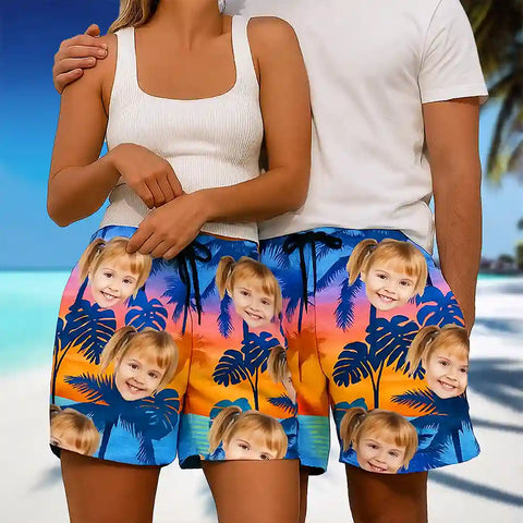 Personalized Hawaiian Shorts – Custom Face & Photo Unisex Beach Shorts