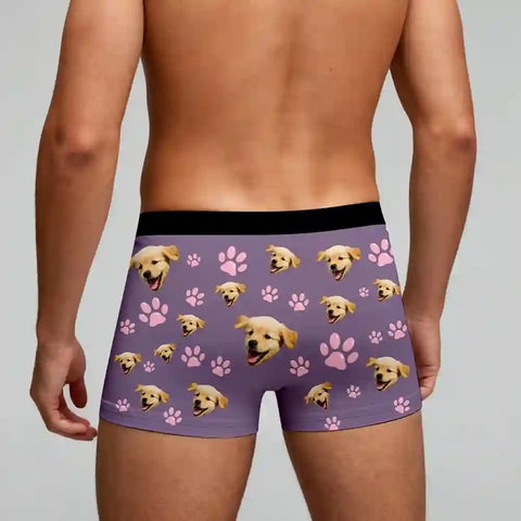 Custom Dog Face Christmas Boxer Briefs – Personalized Men’s Underwear with Pet Photo