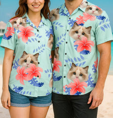 Camisa hawaiana unisex con foto de tu mascota. 