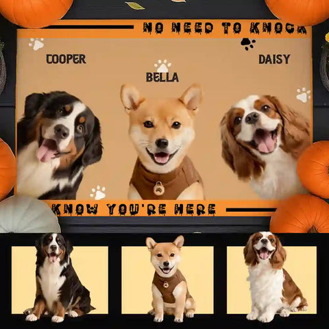 Trick or Treat Personalized Pet Welcome Mat – Custom Photo & Last Name