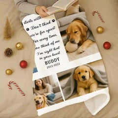 Custom Pet Memorial Blanket – Personalized Photo & Name Flannel Throw Keepsake for Dog Lovers