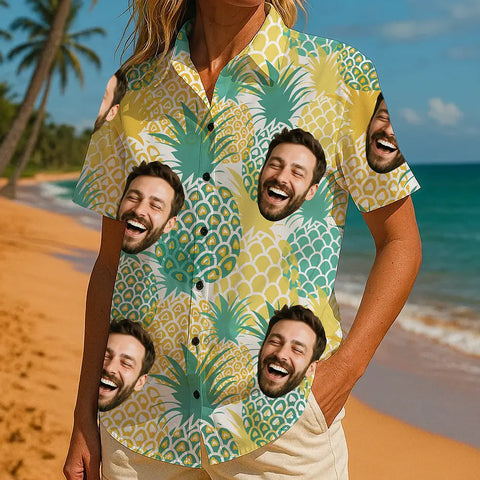 Camisa hawaiana con cara personalizada: camisa tropical personalizada para hombre y mujer 