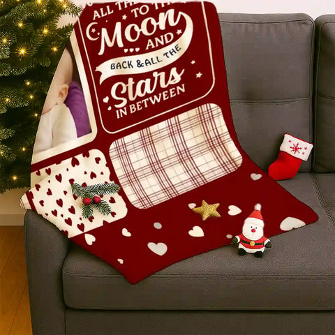 Customized Grandma Christmas flannel blanket with photos of grandchildren and grandma, a loving Christmas gift