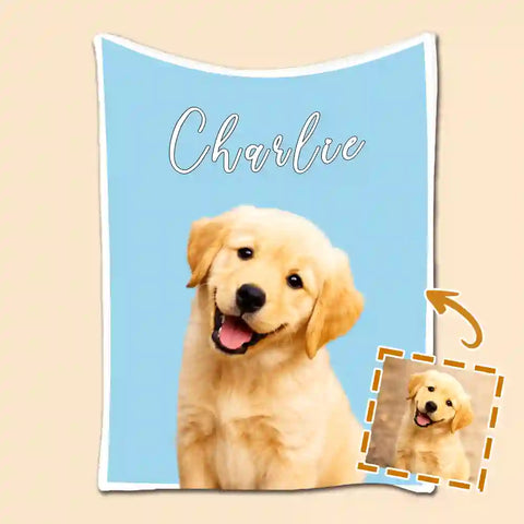 Custom Pet Photo Blanket – Personalized Flannel Throw with Dog’s Name, Perfect Gift for Pet Lovers