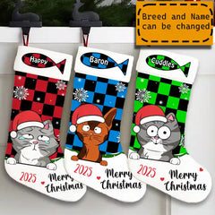 Custom Cat Breed Christmas Stocking – Personalized with Cat Name, Unique Cat Pattern Design