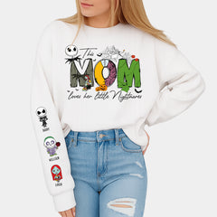 Customize this mom love her nightmare sweatshirt, personalized Halloween sweater, Halloween gift