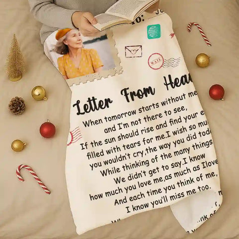 "Always With You" Memorial Blanket - Personalized Photo Flannel Blanket, "Letter from Heaven", Sympathy Gift, Christmas Gift