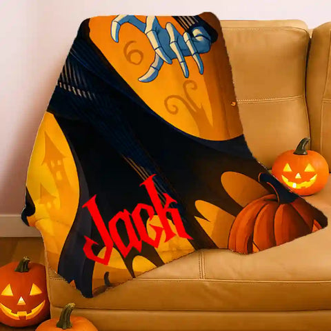 Custom Vampire Gentleman Photo Blanket – Personalized Portrait Gothic Flannel