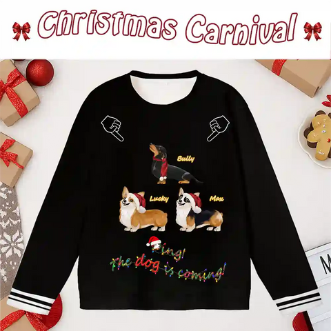 Custom Dog Christmas Ugly Sweater – Personalized Holiday Sweatshirt with Pet Photo, Multiple Dog Prints Available, Perfect Gift for Pet Lovers