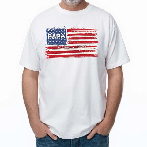 Fier d'être américain - T-shirt unisexe personnalisé pour la famille, t-shirt premium, sweat-shirt, sweat à capuche - Cadeau pour papa, grand-père 