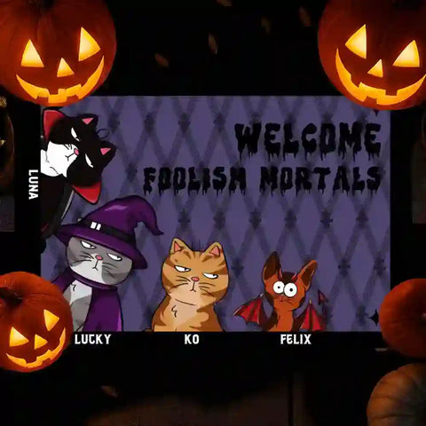 Spooky Season Welcome Doormat – Personalized with Your Cat