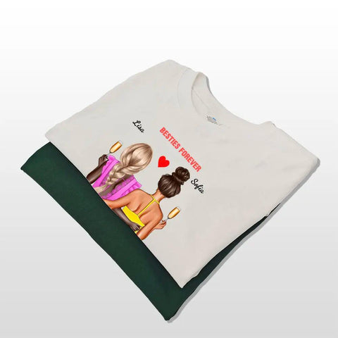 Besties Forever - T-shirt unisexe personnalisé, t-shirt premium, sweat à capuche - Cadeau d'anniversaire pour meilleure amie