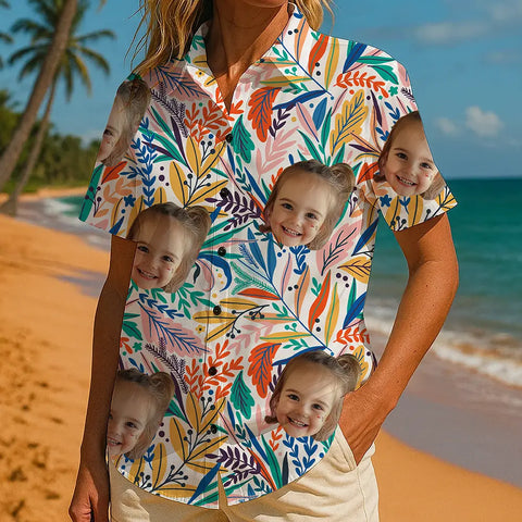 Personalized Summer Shirt with Face – Custom Tropical Print Tee