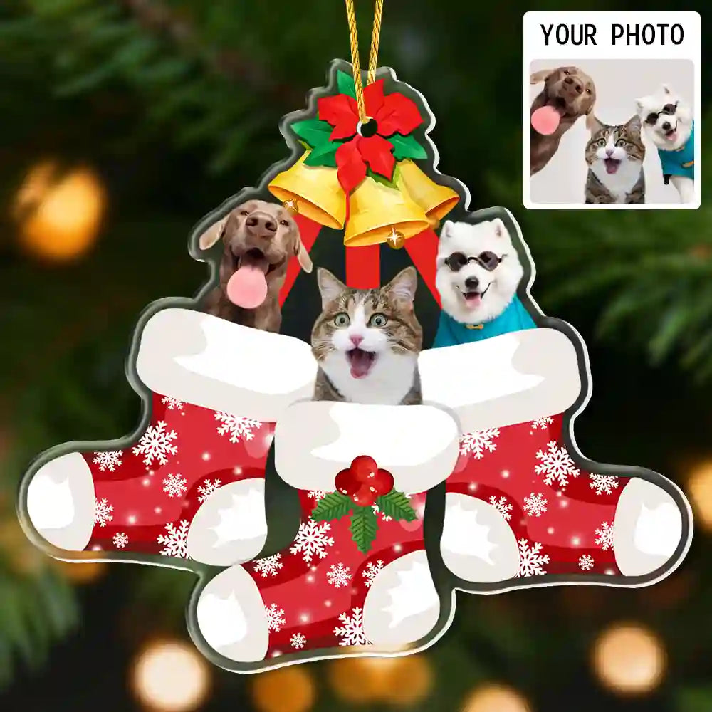 Custom Pet Photo Christmas Acrylic Ornament – Celebrate the Holidays with Your Pets
