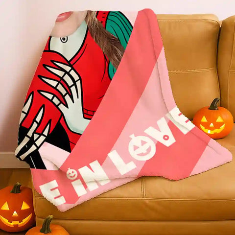 Halloween Couple Skeleton Photo Blanket – Personalized with Names